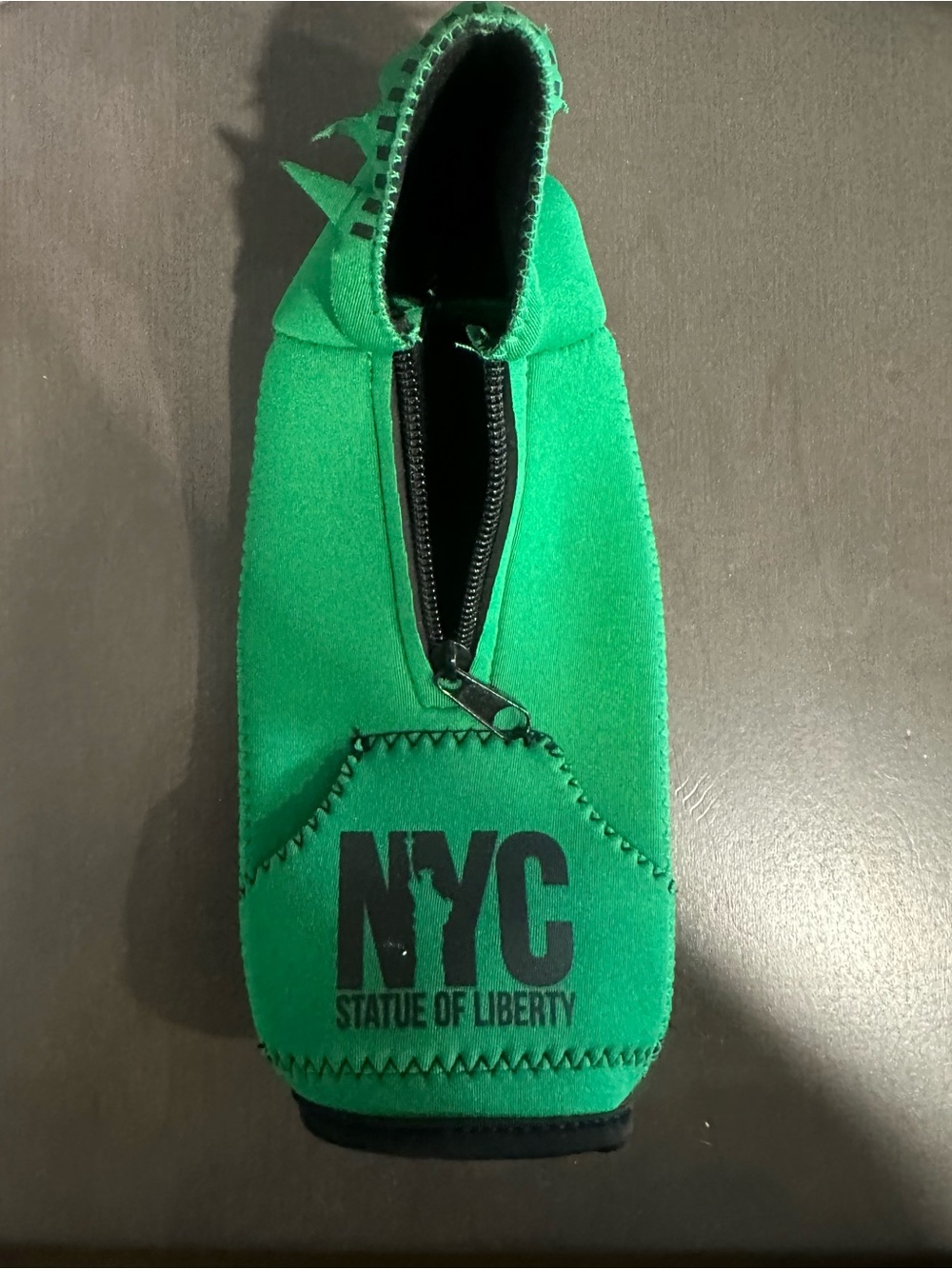 NYC Statue of Liberty Green Neoprene Bottle Cooler